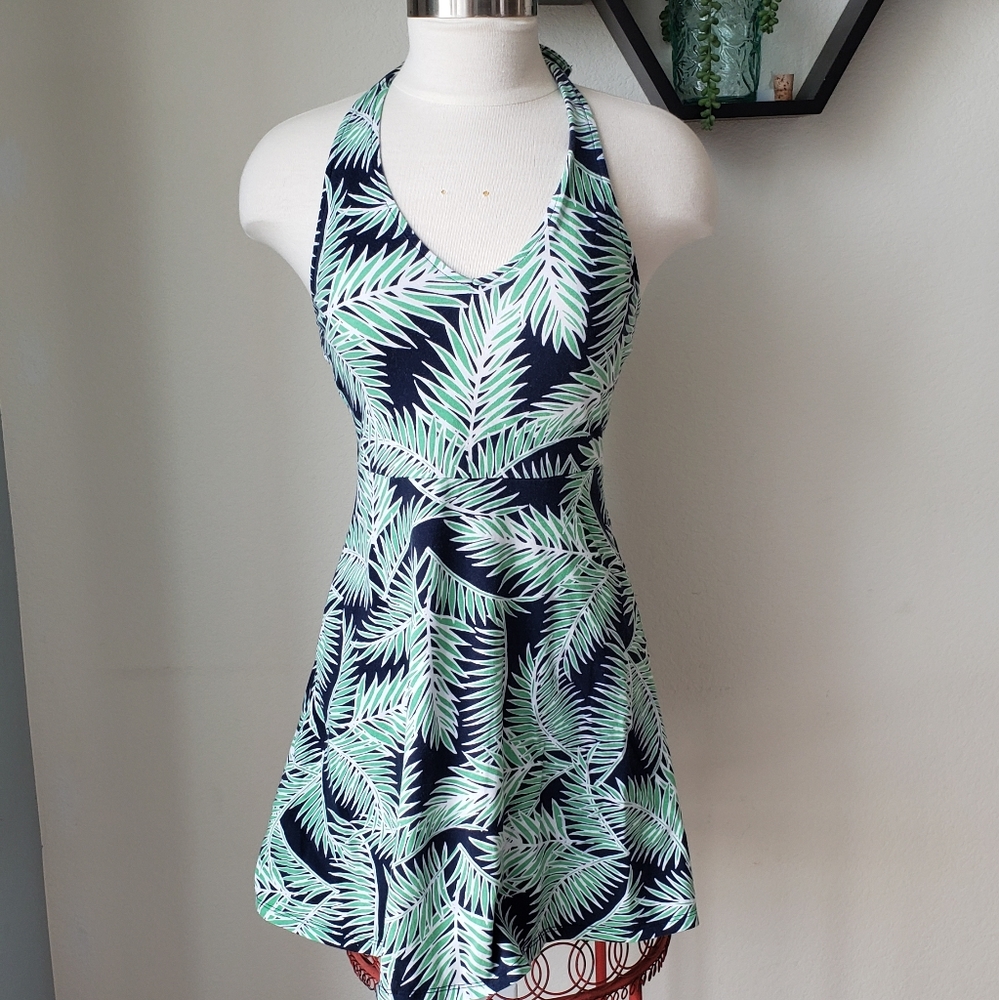 🎉Prince and Fox halter palm leaf summer dress med